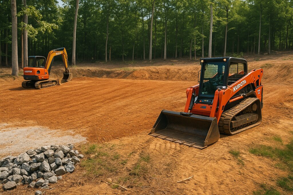 land clearing equipment moving dirt