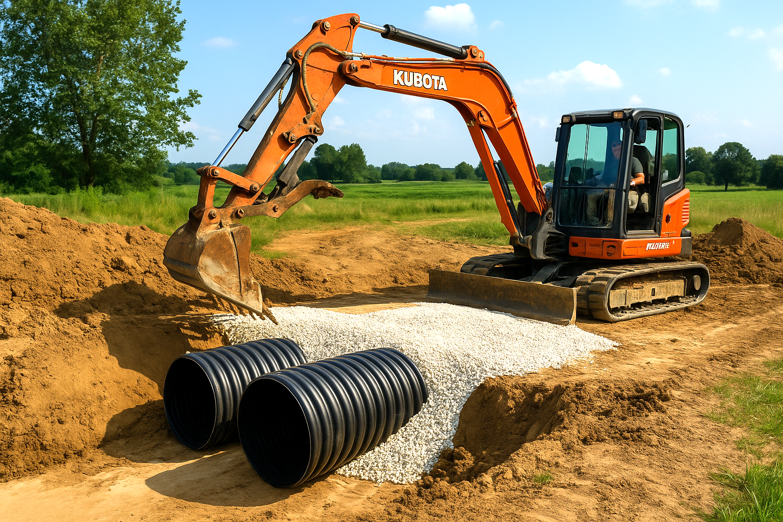 installing a wide culvert in South Tipton County, TN